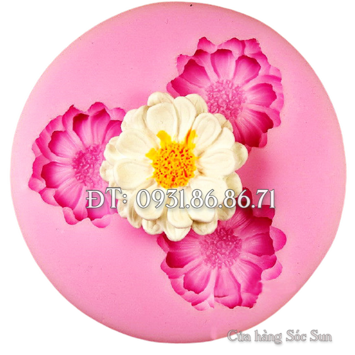 Khuôn silicon 3 hoa cúc đơn – Mã số 1683