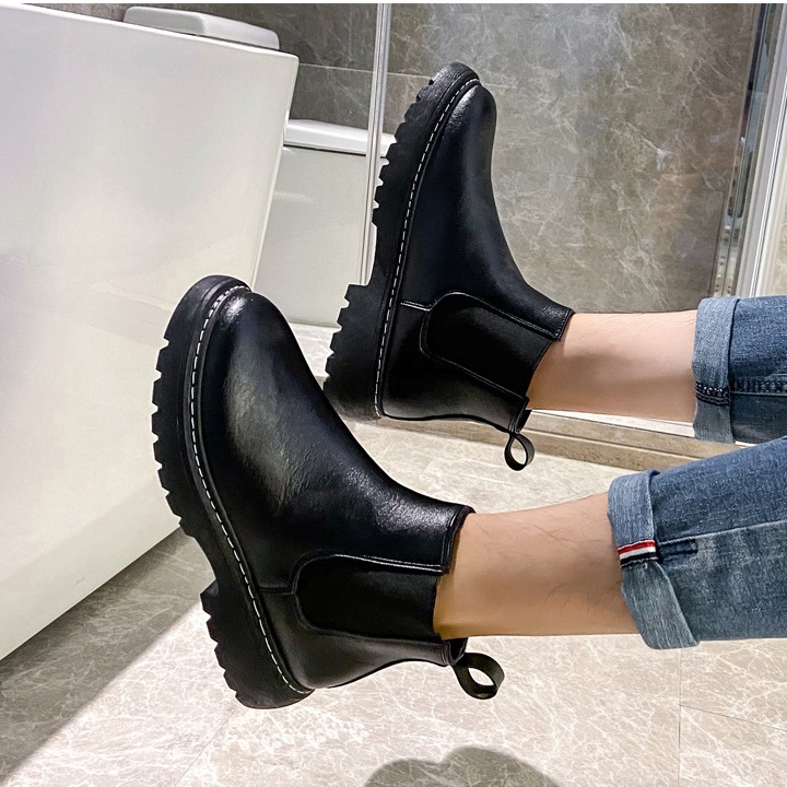 [CHẤT LƯỢNG] Giày boot chelsea nam da trơn cao cấp êm chân cá tính SM089CHEL - Đen