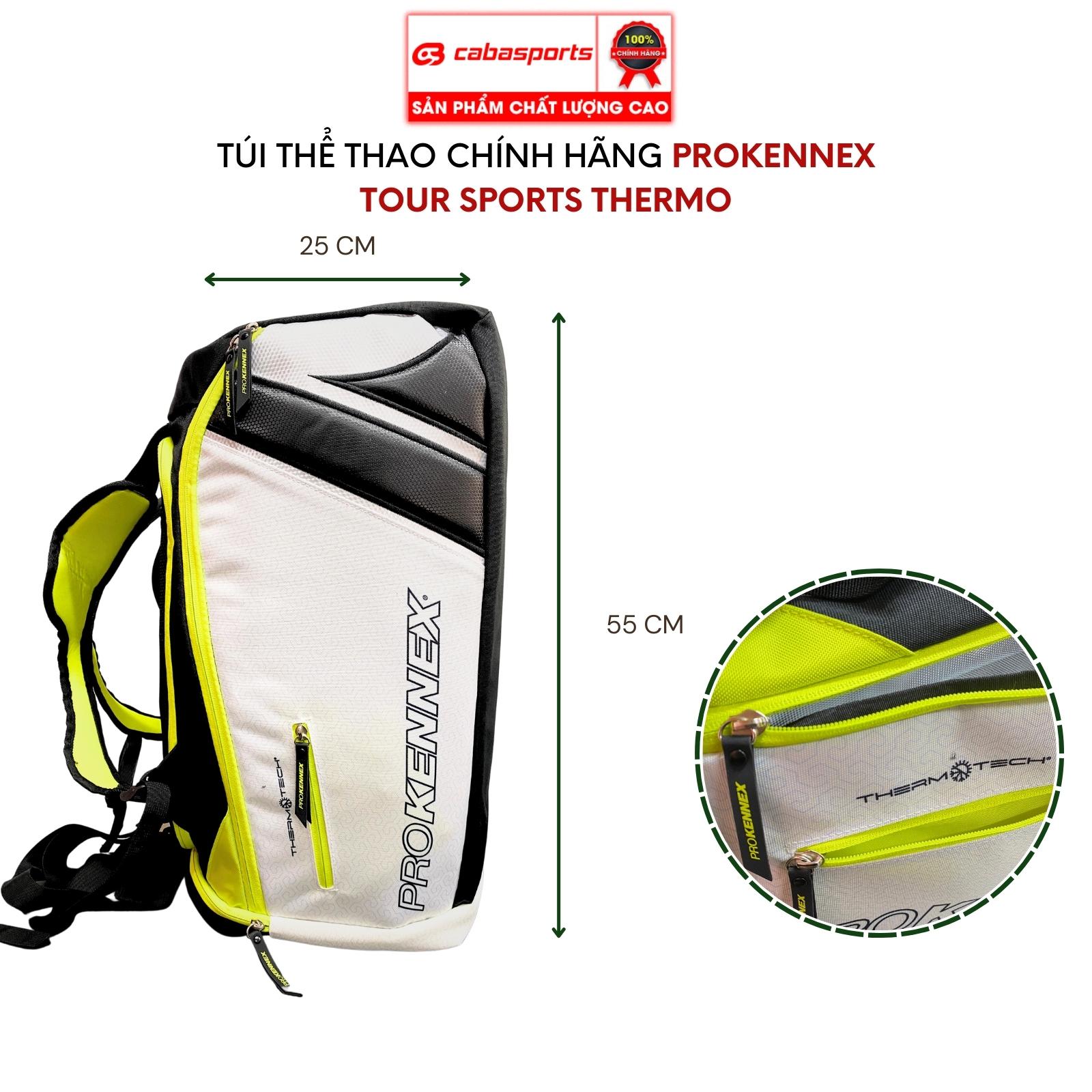 Túi đựng vợt cầu lông tennis Prokennex Tour Sports Thermo cao cấp chính hãng, túi đựng phụ kiện thể thao siêu rộng rãi