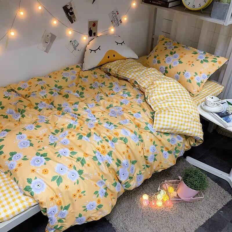Bộ cotton poly hoa tím