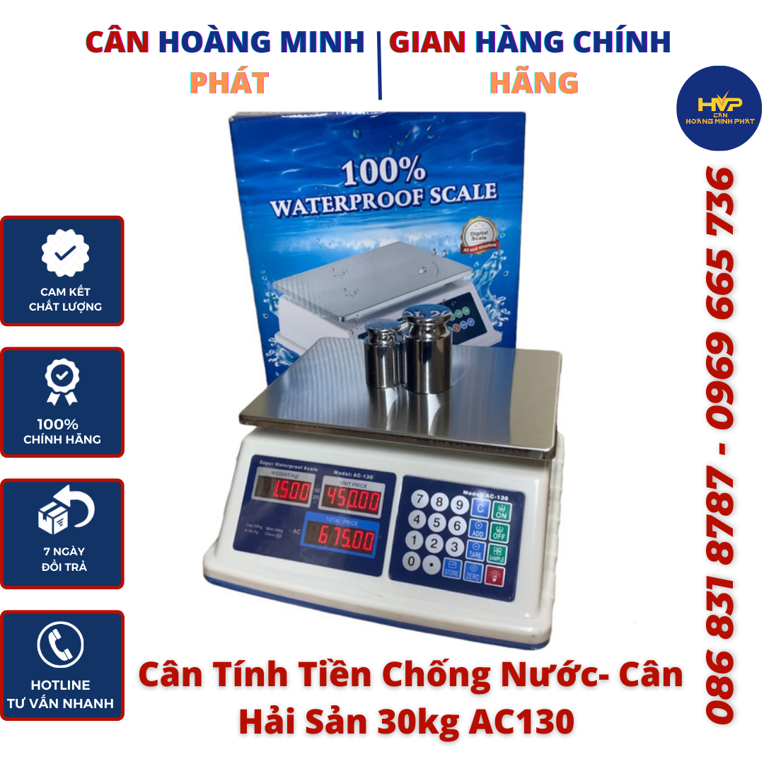 Cân Điện Tử tính tiền tích điện chống nước TAIWAN 30Kg ACS130 ( cân hải sản) [ HÀNG LOẠI 1 ] [ CÂN HOÀNG MINH PHÁT ]