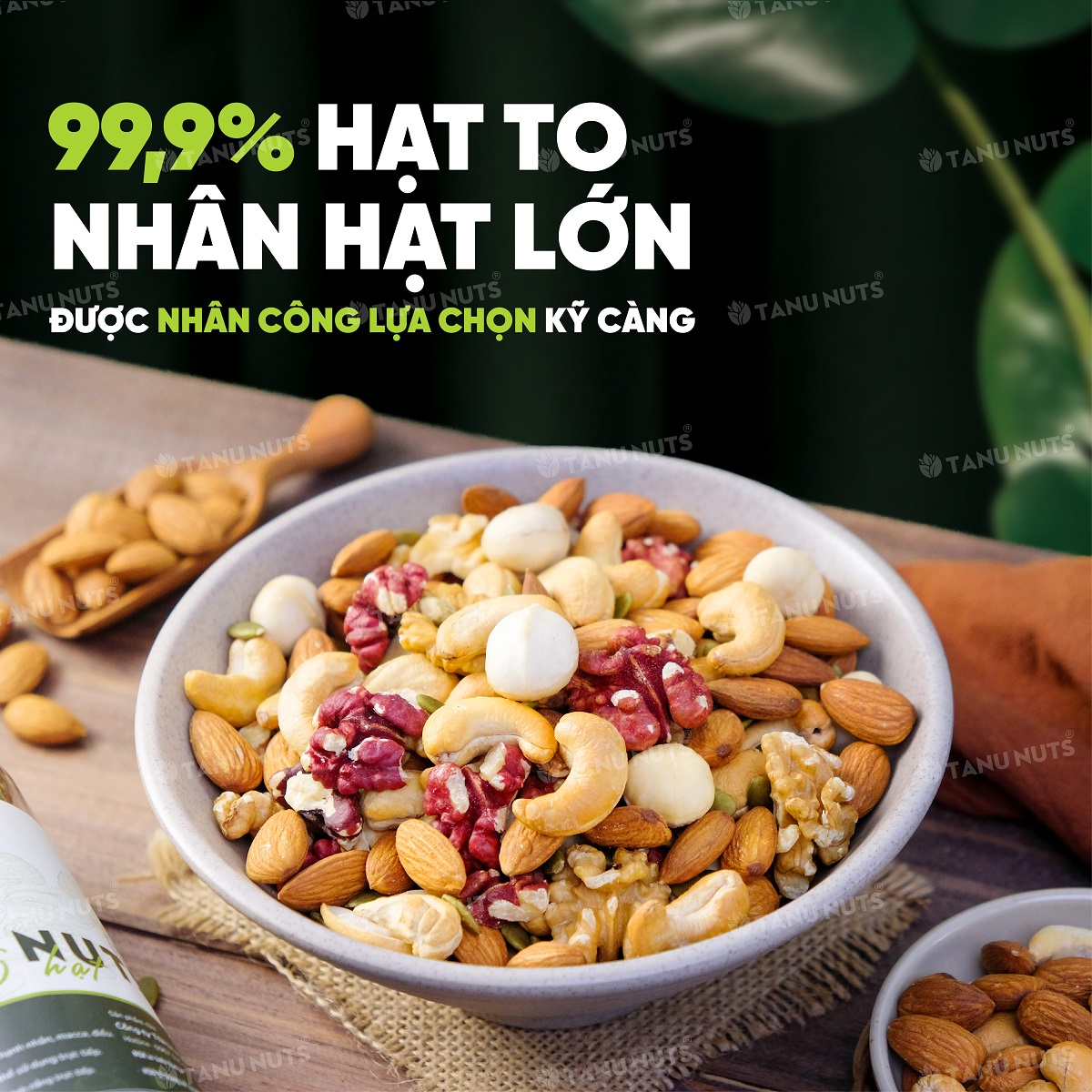 Hạt dinh dưỡng mix 6 loại TANU NUTS, hạt ngũ cốc bà bầu granola ăn kiêng giảm cân 350gr/500gr