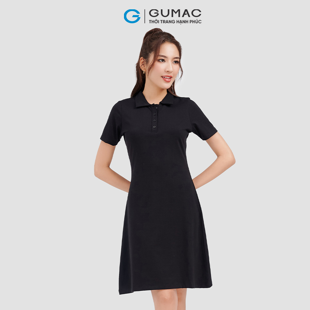 Đầm thun GUMAC DC09027 đầm form A cổ trụ