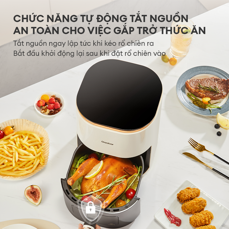 Nồi chiên không dầu Gaabor AF-45T01A dung tích 5 lít công suất 1350W cảm ứng kiểm soát nhiệt thông minh menu cài đặt sẵn - Hàng Chính Hãng