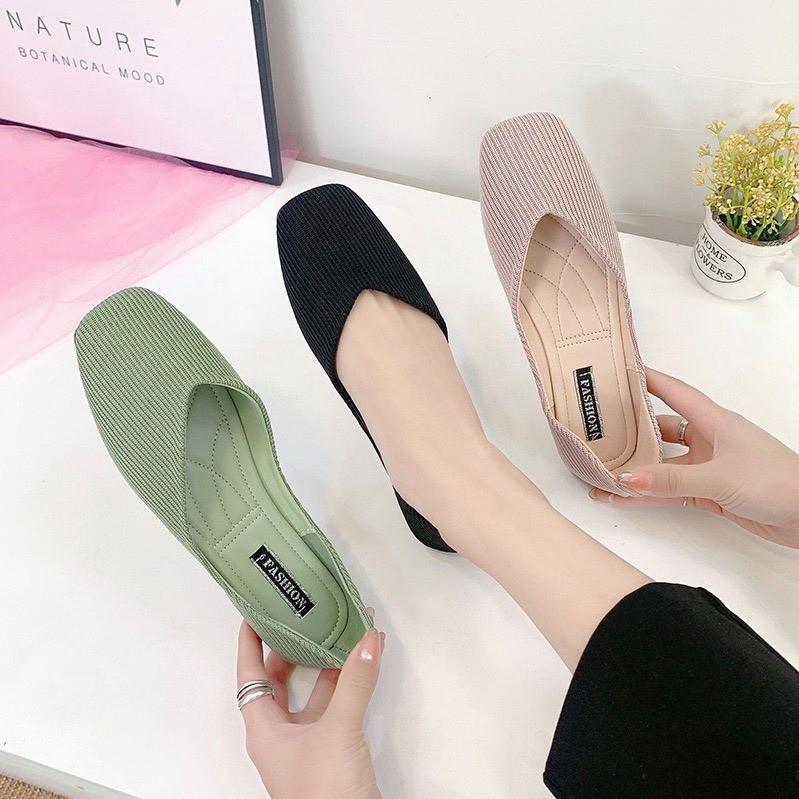 Giày Búp Bê Nữ Đế Bệt Mũi Vuông Da Lộn Chống Trơn Êm Chân Nhiều Màu Hot :Đen, Hồng, Xanh. Đủ Size 35-40 SHOP HAMI G15