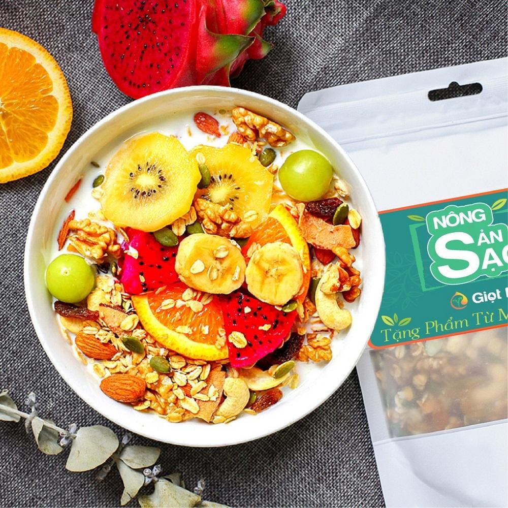 Granola ngũ cốc yến mạch giảm cân ăn kiêng dinh dưỡng không đường 500g từ Nông Sản Sạch Giọt Nắng