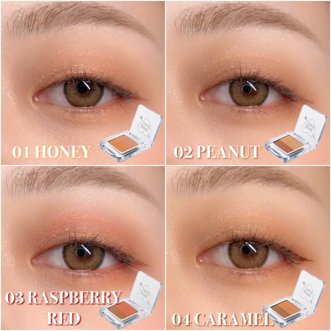 Phấn Mắt Màu Đôi Koji Spring Heart One Step Eyeshadow Nhật Bản, 2 Màu Tích Hợp, 1 Bước Trang Điểm, Phù Hợp Tông Da, Lên Màu Tự Nhiên, Mềm Mịn, Dưỡng Ẩm Bầu Mắt