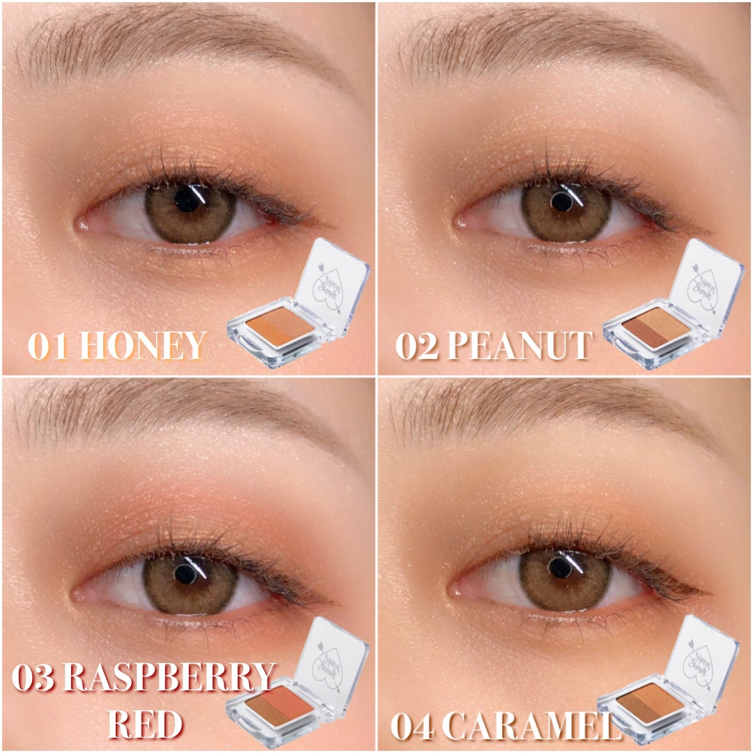 Phấn Mắt Màu Đôi Koji Spring Heart One Step Eyeshadow Nhật Bản, 2 Màu Tích Hợp, 1 Bước Trang Điểm, Phù Hợp Tông Da, Lên Màu Tự Nhiên, Mềm Mịn, Dưỡng Ẩm Bầu Mắt