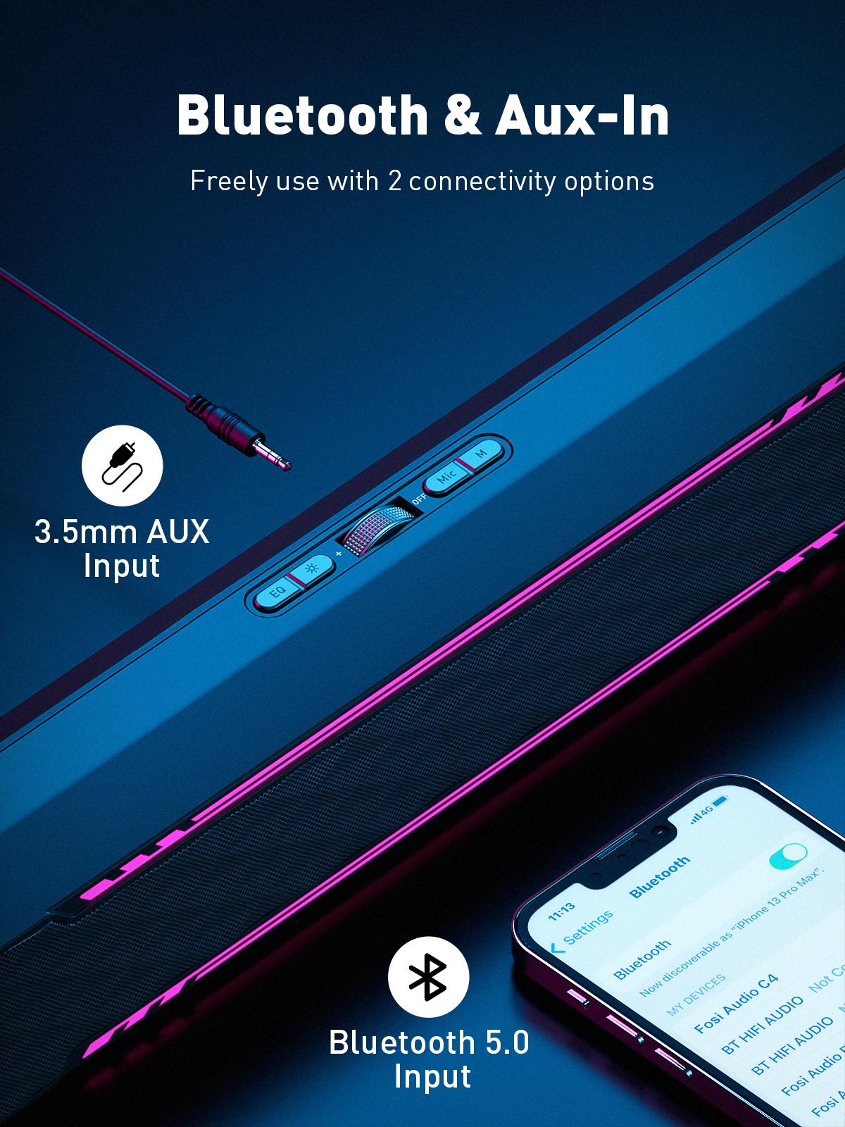 Loa máy tính C4 PC RGB Gaming Sound Bar Loa Bluetooth không dây di động cho Màn hình máy tính để bàn, Máy tính xách tay, PS5, Bảng điều khiển Xbox Màu sắc: C4