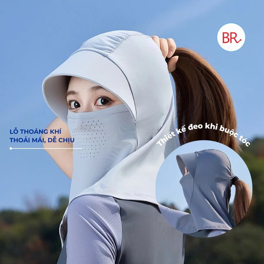 Nón khẩu trang chống nắng UPF50+ Mũ Chống Nắng Vải Dễ Thương Chất Liệu Bền Đẹp, Thời Trang MÀU ĐEN - NÓN CHỐNG NẮNG NỮ