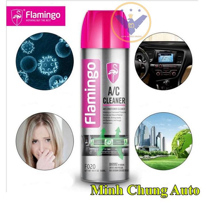 COMBO 2 bình xịt khử mùi và vệ sinh dàn lạnh điều hòa ô tô Flamingo Air Condition 500ml