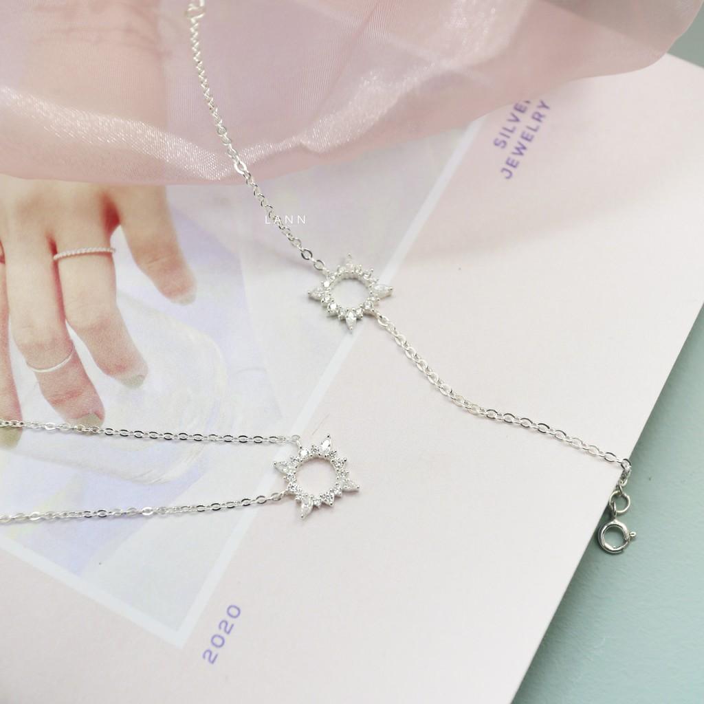 Lắc tay đường tròn đá xếp 4 hạt thóc S925 LANN