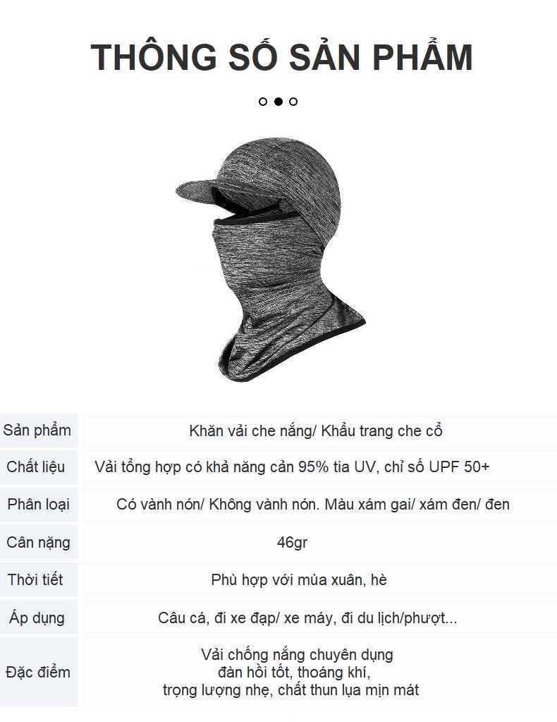 Khăn trùm đầu nón kết mỏng nhẹ mát Anasi NJ02 - Che nắng hiệu quả khi đi xe, dã ngoại, đi phượt