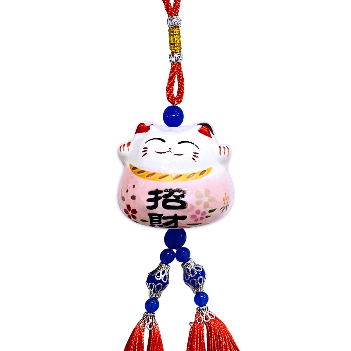 Dây Mèo May Mắn Treo Xe - Màu Hồng