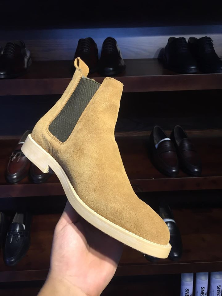 Giày Chelsea boots da lộn Nâu Đế cao su non Handmade VietNam