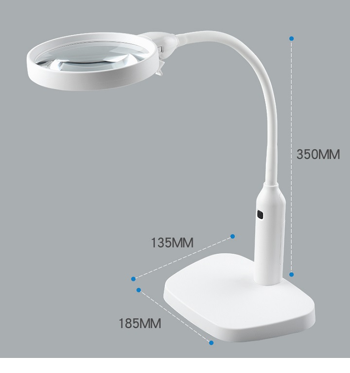 Kính lúp thông minh sửa chữa,đọc sách báo để bàn có 6 đèn LED (Tặng 2 nút kẹp cao su giữ dây điện -Màu ngẫu nhiên)