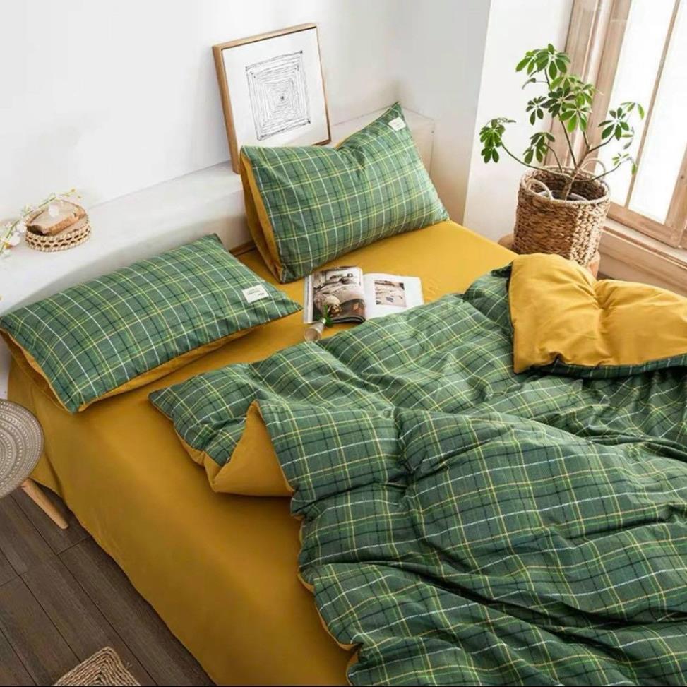 Bộ Chăn Ga Gối Cotton TC cao cấp - Chăn ga TC kẻ