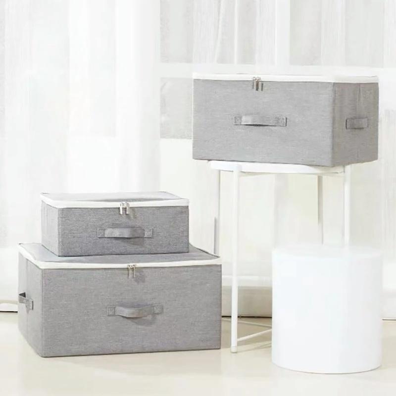 Foldable Storage Box for Clothes Large Capacity Storage Boxes Underwear Socks Box with Lid Quilt Dust-Proof Box,S - L
