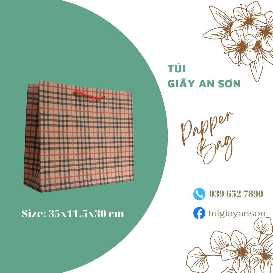 Combo 10 Túi Giấy Đựng Quà Đựng Đồ KT 35x11.5x30 cm Chất Liệu Giấy Testline Siêu Bền