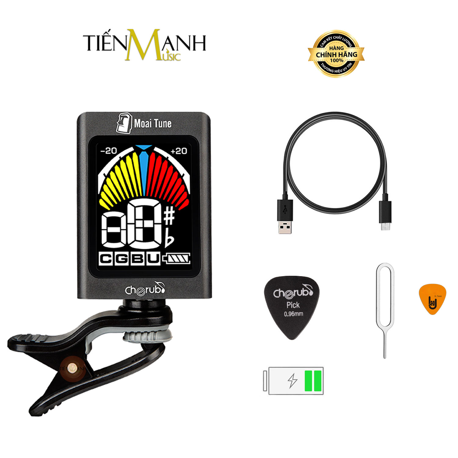 Pin Sạc Máy Lên Dây Đàn Guitar, Ukulele, Violin Cherub Wst - 680 Chỉnh Âm Bass, Chromatic Auto - On Tuner Wst680 Tuning Acoustic Wst 680 Hàng Chính Hãng - Kèm Móng Gẩy Dreammaker