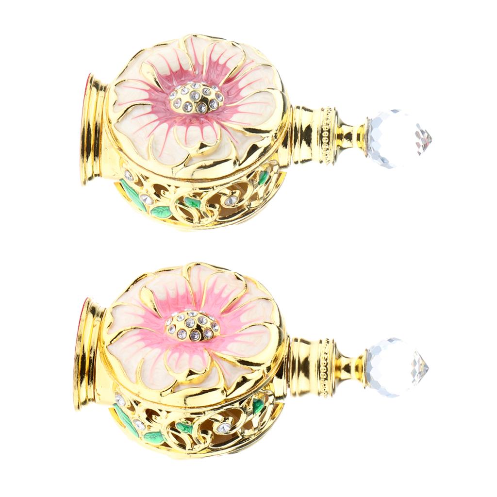 Vintage Antique Empty Refillable Perfume Essential Oil Bottle Container Red Gold