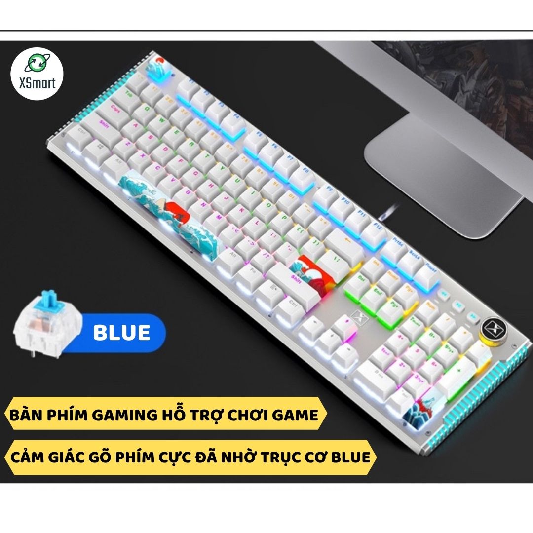 Bàn Phím Cơ Gaming Mẫu Mới XSmart K968 SUPER GAME 2021 Có 25 Chế Độ Led Đổi Màu Keycap Siêu Xịn, Tương Thích Máy Tính PC - Hàng Chính Hãng