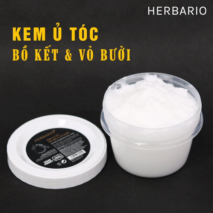 Kem ủ tóc bồ kết &amp; vỏ bưởi herbario 200ml cấp ẩm, giúp tóc chắc khỏe