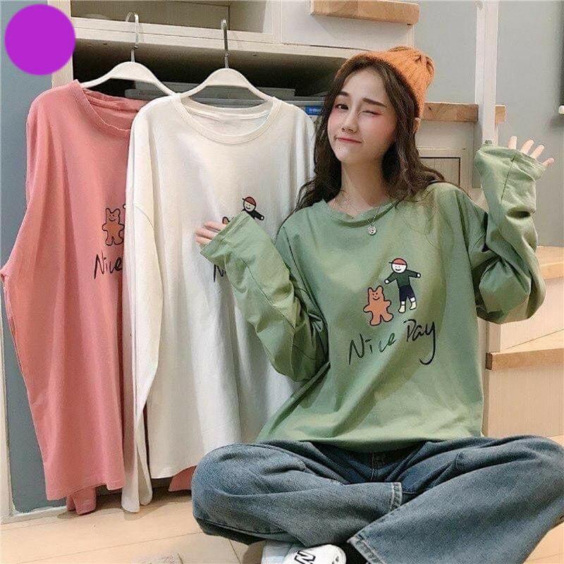 Áo thun nữ tay dài chất côtton dày , mịn hàng shop