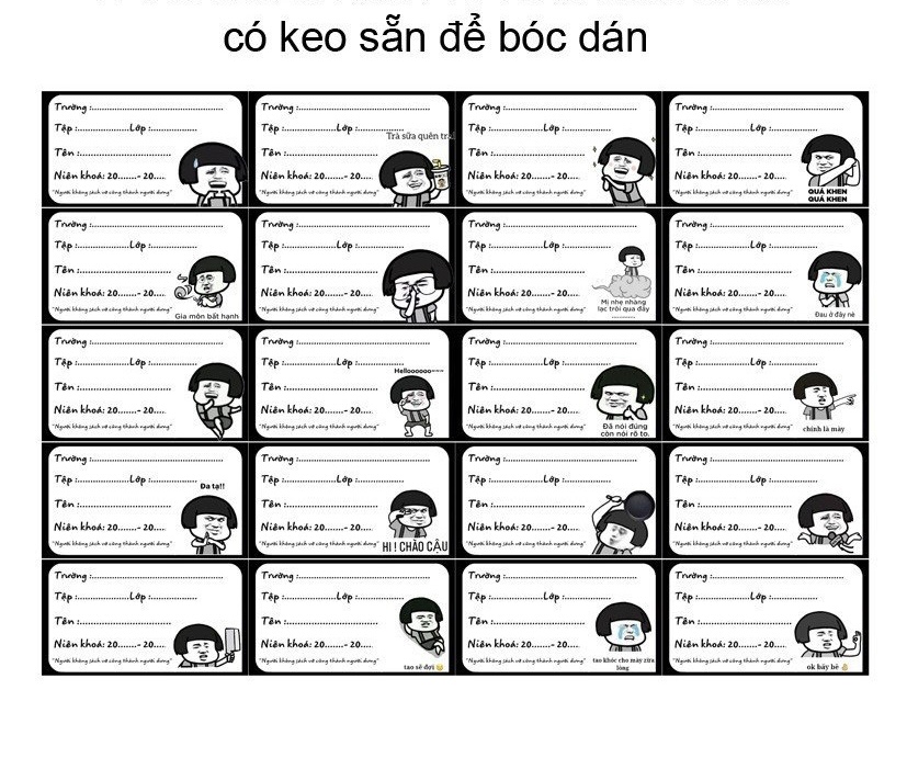 Nhãn vở troll meme bựa 60 nhãn khác nhau