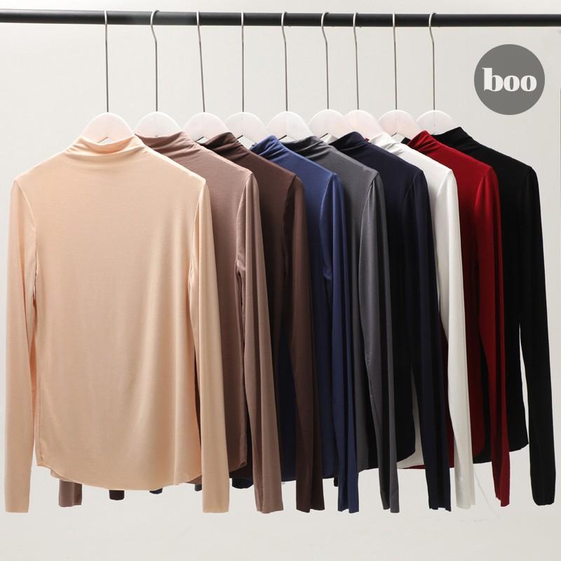 Video - Áo giữ nhiệt nữ cổ 3 phân KHÔNG LÓT NỈ, áo thun lạnh body dài tay