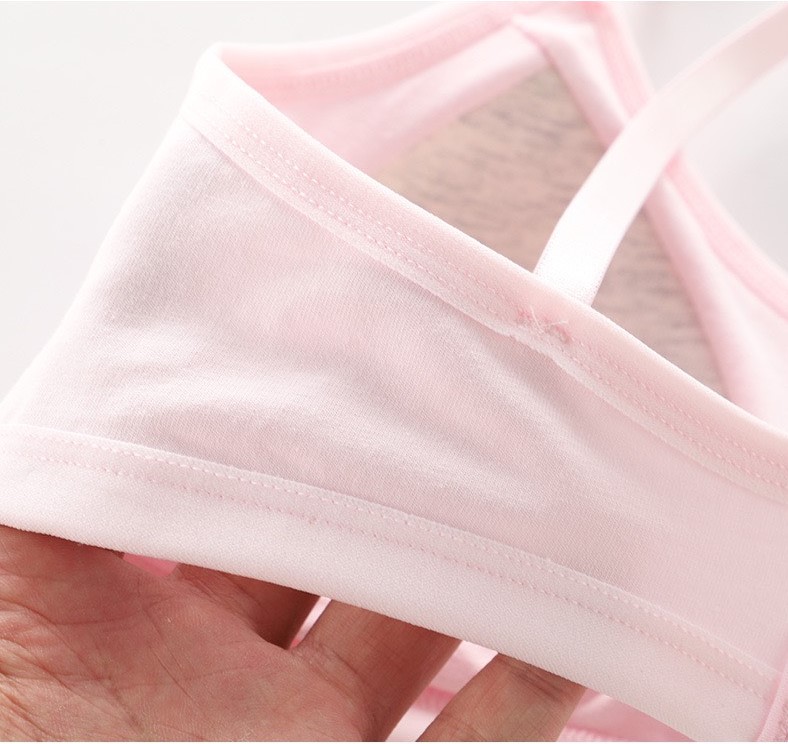 Áo lót nữ, áo lá học sinh cotton trơn mút liền cài sau 3 móc F004