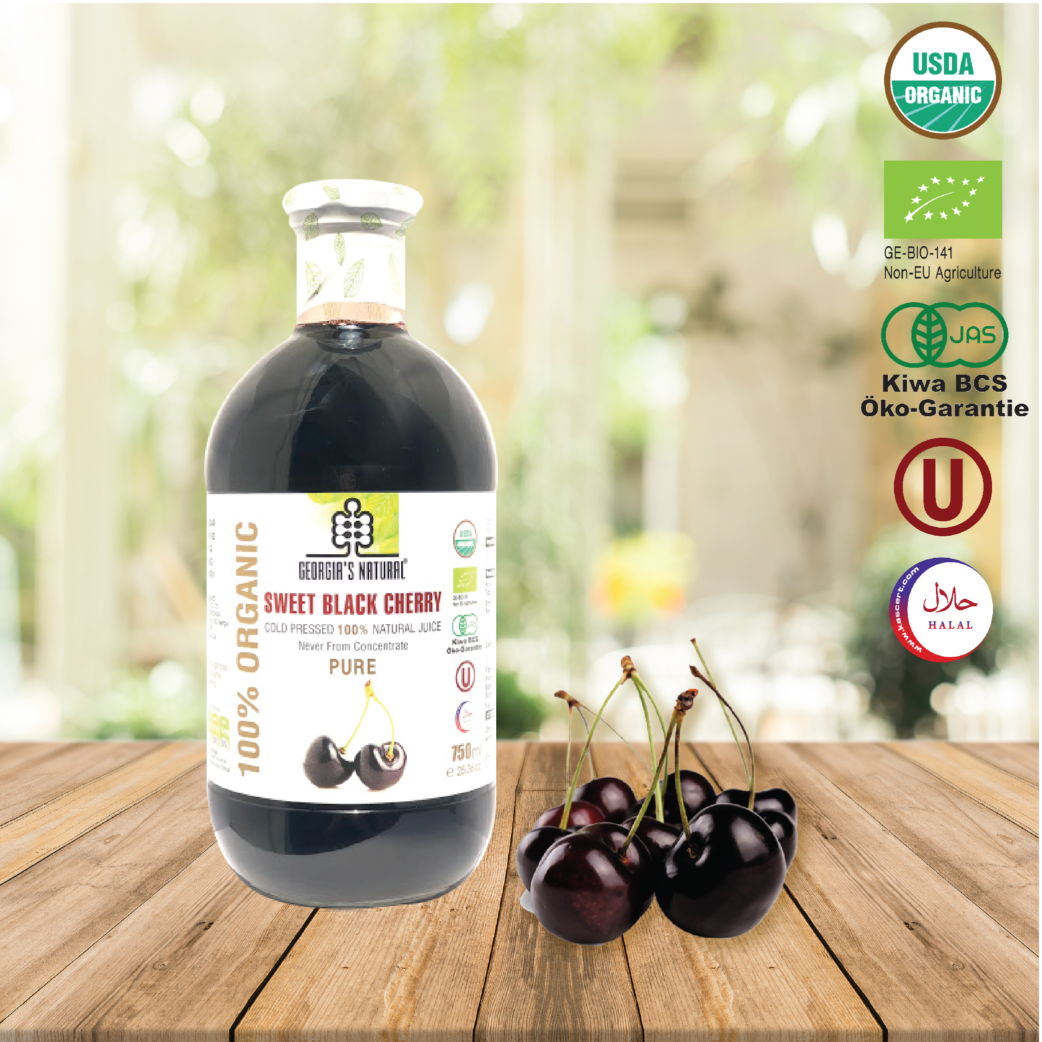 Nước Ép 100% Hữu Cơ Anh Đào Đen Sweet Black Cherry Tự Nhiên - Georgia's Natural - 300ml