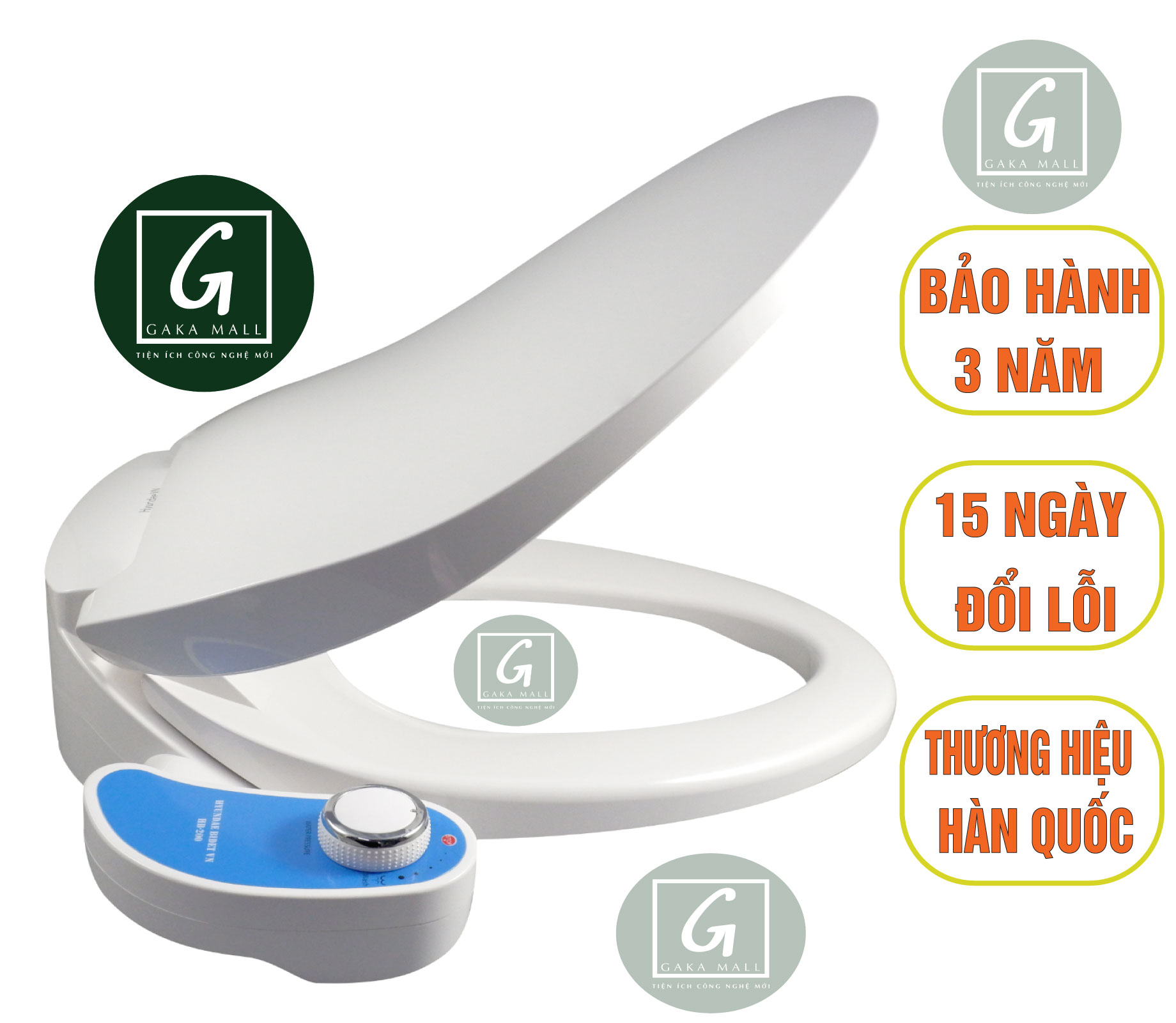 Nắp Bồn Cầu Vệ Sinh Thông Minh Hyundae Bidet HB200, Hàng Chính Hãng BH 3 Năm 1 vòi phun nước lạnh