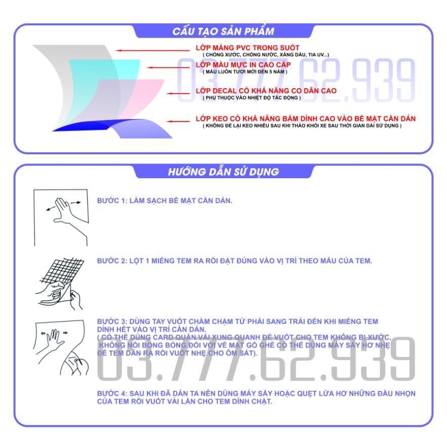 Bi Decal Tem rời Vario 160 xe xám xi măng - mẫu tổ ong đen xanh siêu chất 2023