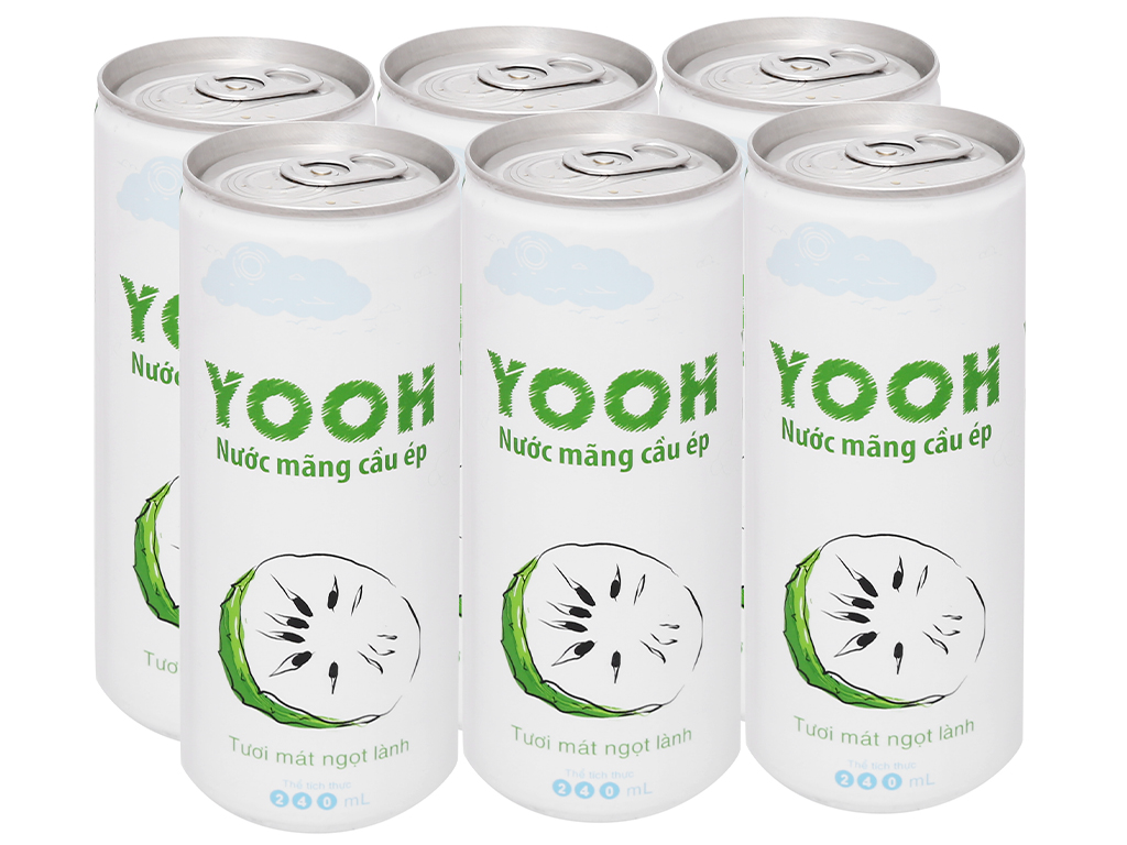Nước ép mãng cầu từ trái cây tươi YOOH- Lốc 6 lon Bổ sung Vitamin D & các khoáng chất cần thiết cho cơ thể