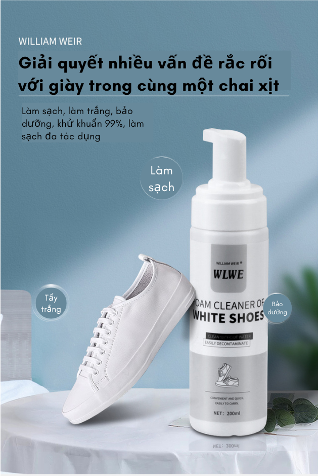 Chai vệ sinh giày WILLIAM WEIR cao cấp, tẩy sạch giày, làm sáng, xử mùi và bảo dưỡng giày chuyên nghiệp - Hàng chính hãng