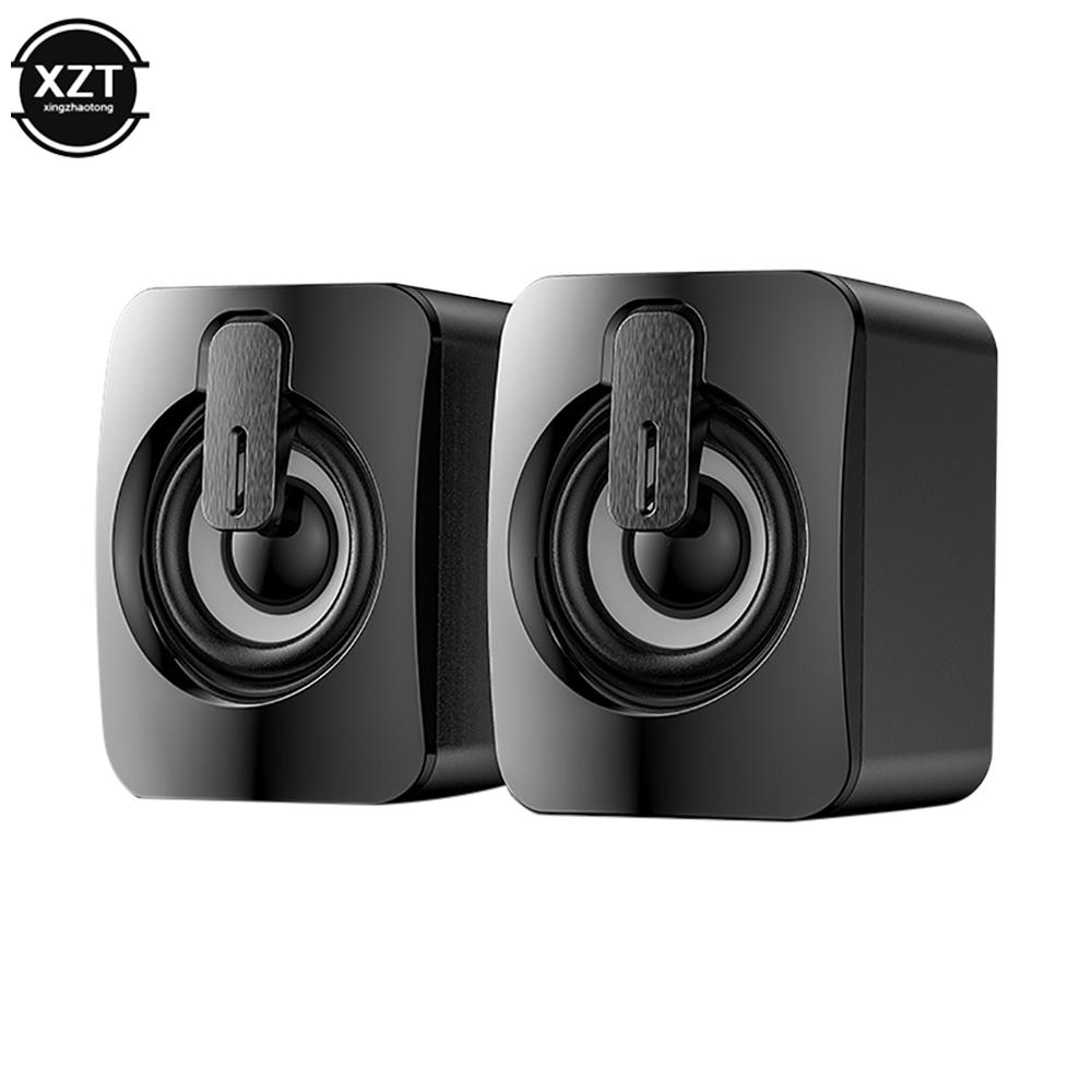 1Pair PC Máy tính loa Hộp âm thanh cho PC Hifi âm thanh nổi Micrô USB có dây với đèn LED cho máy tính để bàn Color: black- glowing