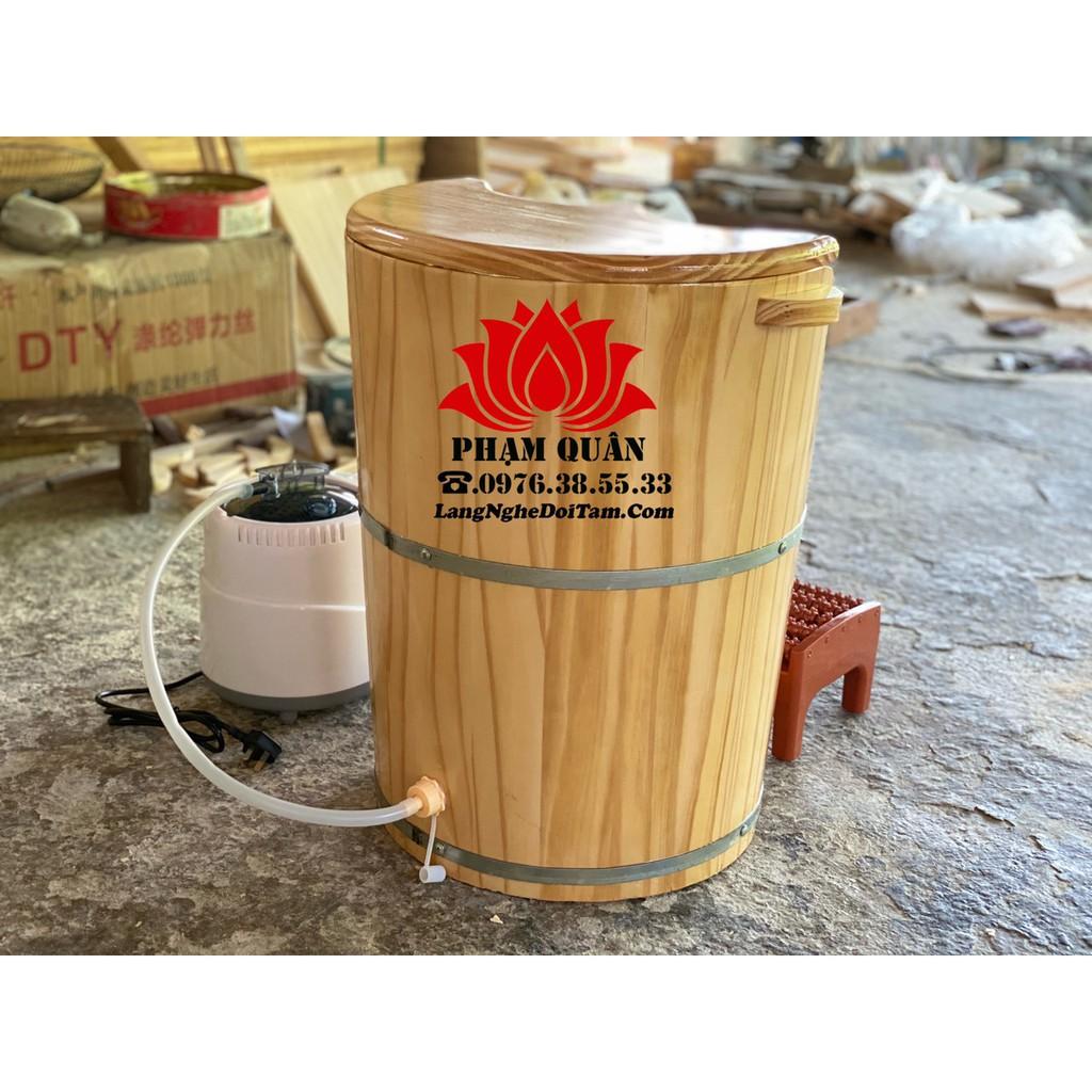 Thùng gỗ xông chân kèm máy 2lit gỗ thông hàng chọn lọc, thùng gỗ ngâm chân, tặng kèm thảo dược xông chân