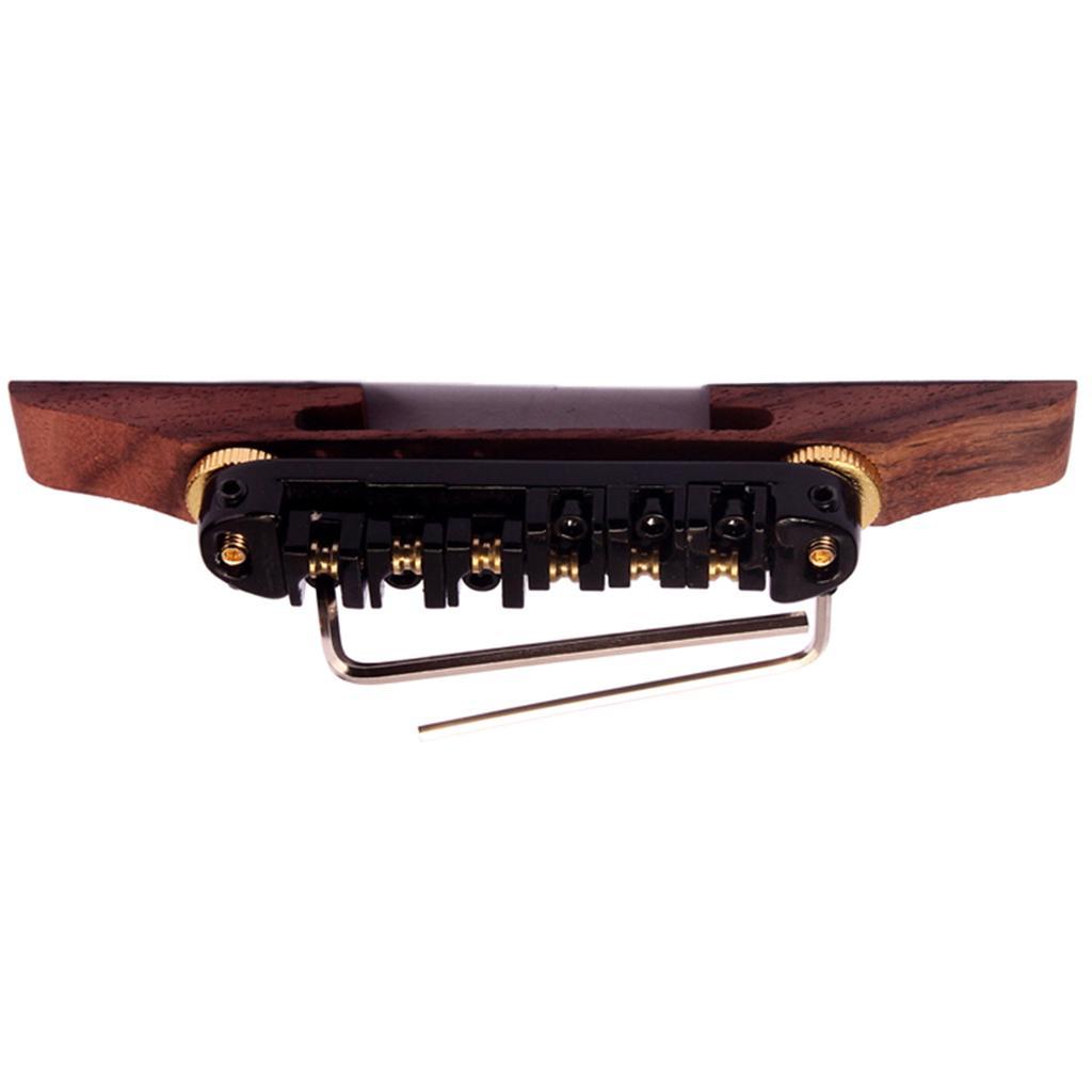 ARCHTOP JAZZ GUITAR BRIDGE WITH ROLLER SADDLES, ROSEWOOD BASE