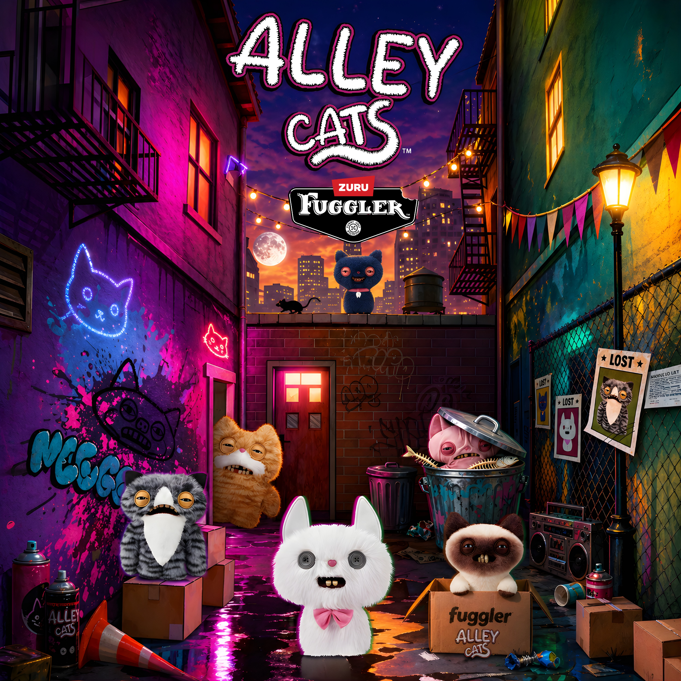 Đồ Chơi Sưu Tầm Fuggler Alley Cats 9 Inch - Mèo Hoang Tinh Quái - Zuru 15752 - Mèo Hồng