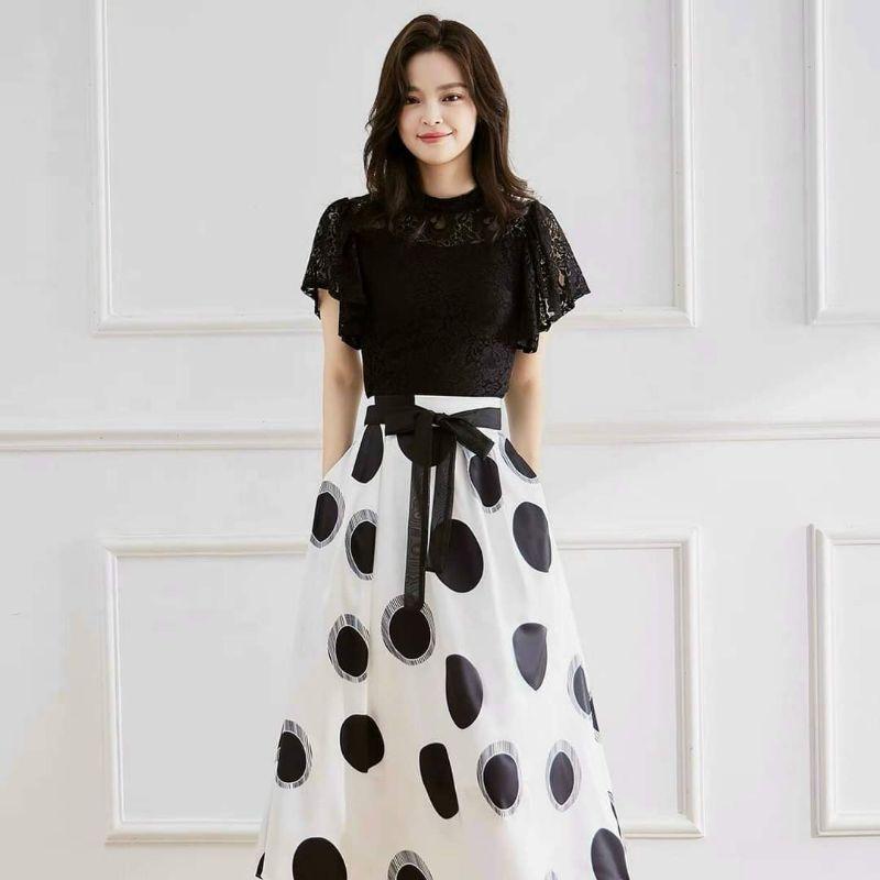 HÀNG NHẬP - SÉT ĐẦM ÁO REN + CHÂN VÁY BI