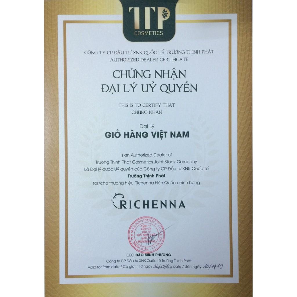 Thuốc nhuộm tóc hồng sâm Hàn Quốc Richenna Color Cream Red Ginseng 60/60g - Light Chestnut 4N màu nâu hạt dẻ sáng