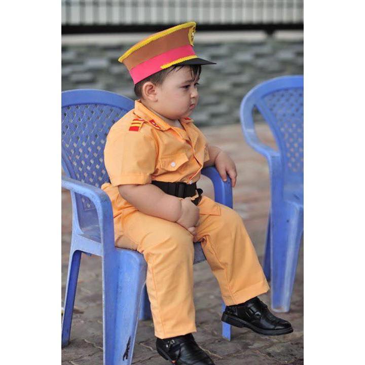 Bộ quần áo công an giao thông trẻ em đầy đủ phụ kiện