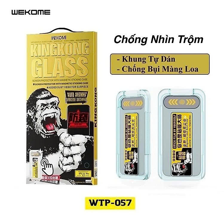 Kính Cường Lực chống nhìn trộm full màn hình KingKong Có Khung Tự Dán, Ngăn Bụi Loa Dành Cho iPhone 17 Pro Max / 16 Promax - Full Hộp, Dán Full Màn - Hàng Chính Hãng