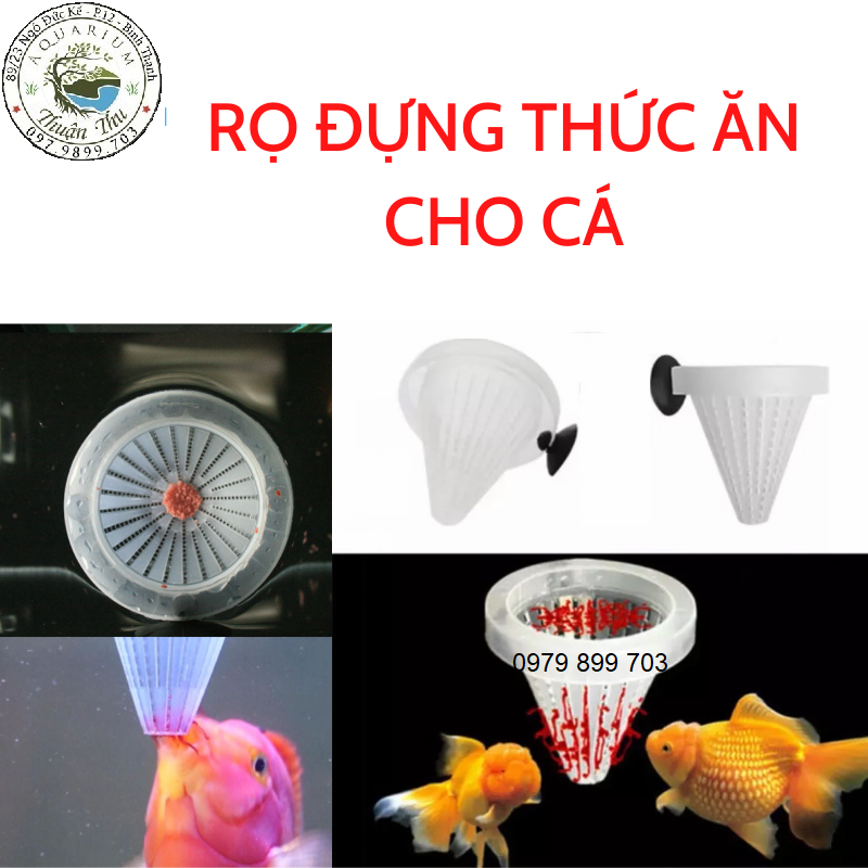 Lốc 20 cái Phễu đựng giun trùng chỉ, rọ cốc đựng thức ăn cho cá cảnh bằng nhựa kèm hít