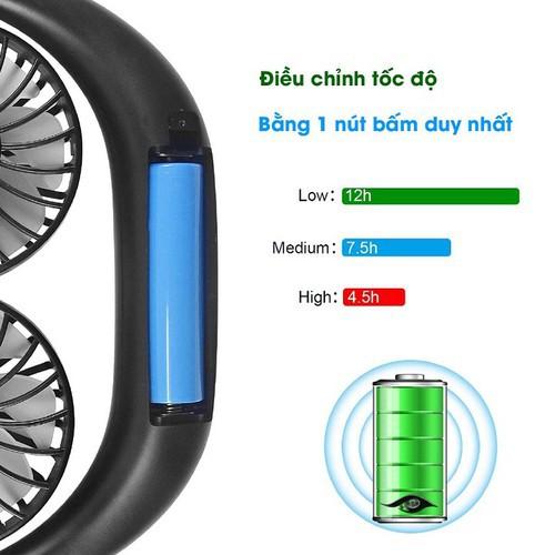 Quạt Đeo Cổ 2 Cánh Quạt 2 Bên Phù Hợp Người Tập Thể Thao Hoặc Thường Xuyên Phải Ra Ngoài - Giao Màu Ngẫu Nhiên