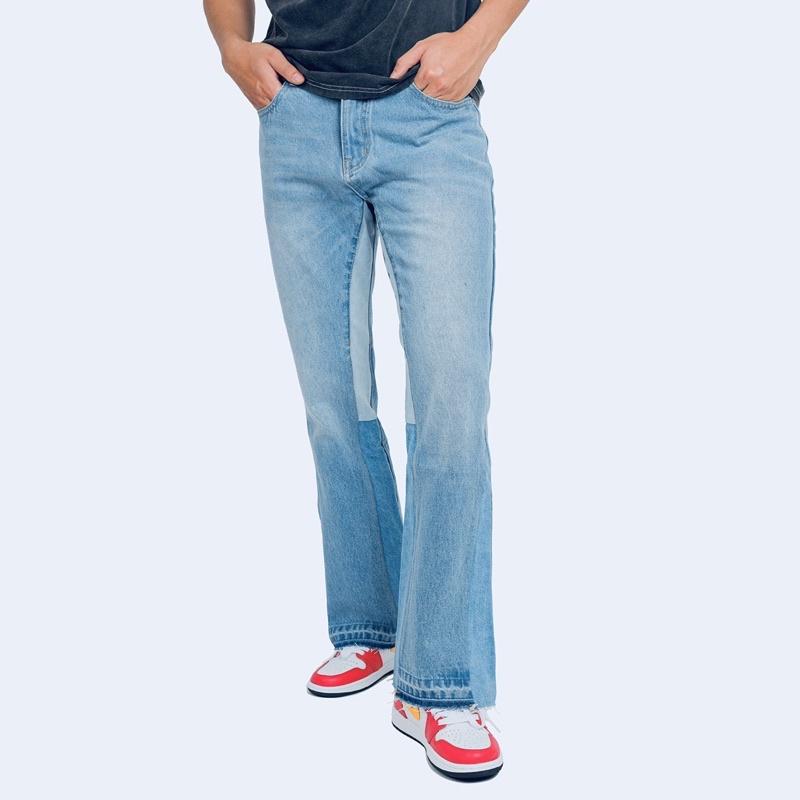 Quần Jean Nam Flare Denim Xanh Nhạt Ống Loe Phom Rộng Phong Cách Đường Phố Nhất Năng Động - TLB Vietnam