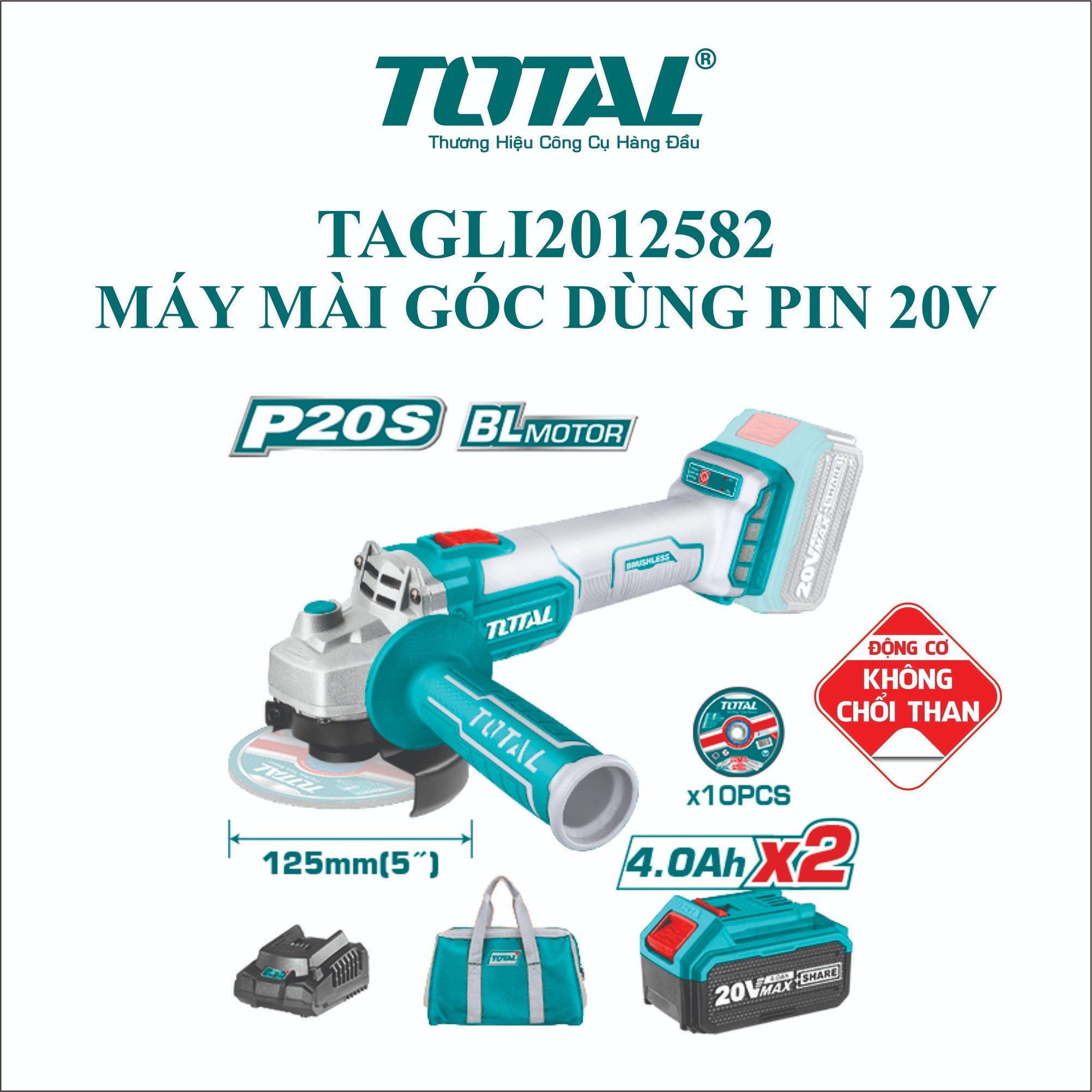 Máy mài góc dùng pin Lithium 20V total TAGLI2012582