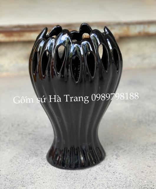 Lọ hoa bàn tay phật phiên bản màu đen huyền bí sang chảnh gốm sứ Bát Tràng cao cấp
