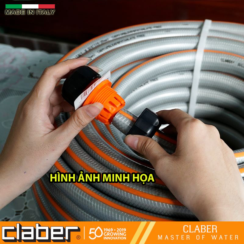 Khớp nối ống nước nhựa đa năng Claber 8620, sản xuất tại Ý, nối ống phi 15-19mm, nhựa ABS